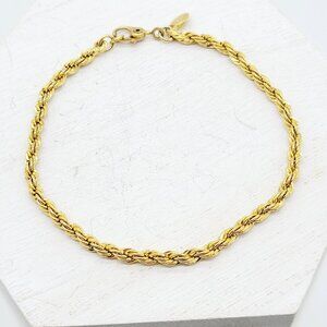 Classic Vintage Monet Rope Bracelet Gold Tone Minimalist Everyday Wear Stackable